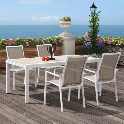 868CT3E 862SC6 (2) elegant white mesh dining set 6 chairs