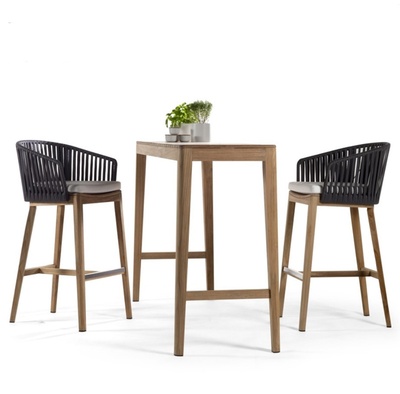 CK802 mood teak and rope bar table chair set